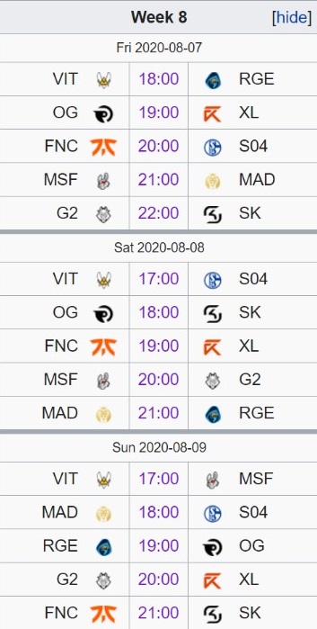 LEC schedule